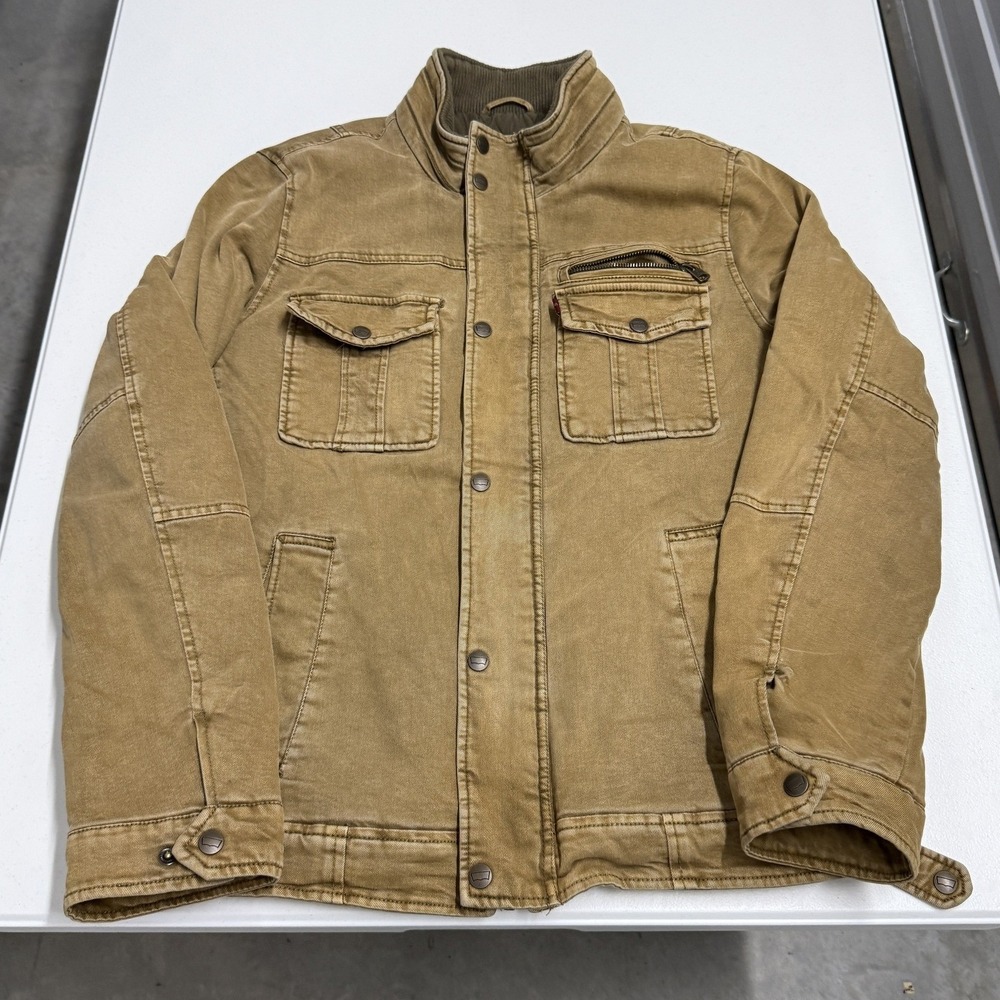 Levis Field Jacket Mens Small Tan Excellent Quilted Canvas Utility Coat